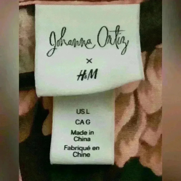 JOHNNA ORTIZ X H&M Crepe Frill Floral Maxi Dress, 3/4 sleeve, Size L - Picture 8 of 9